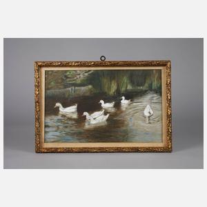 Prof. Franz Gräßel, attr., Enten am Weiher