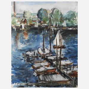 Segelboothafen im Sommer