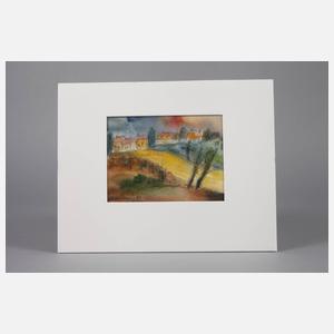 Albert Hennig, Häuser in herbstlicher Landschaft