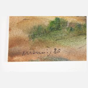 Albert Hennig, Häuser in herbstlicher Landschaft