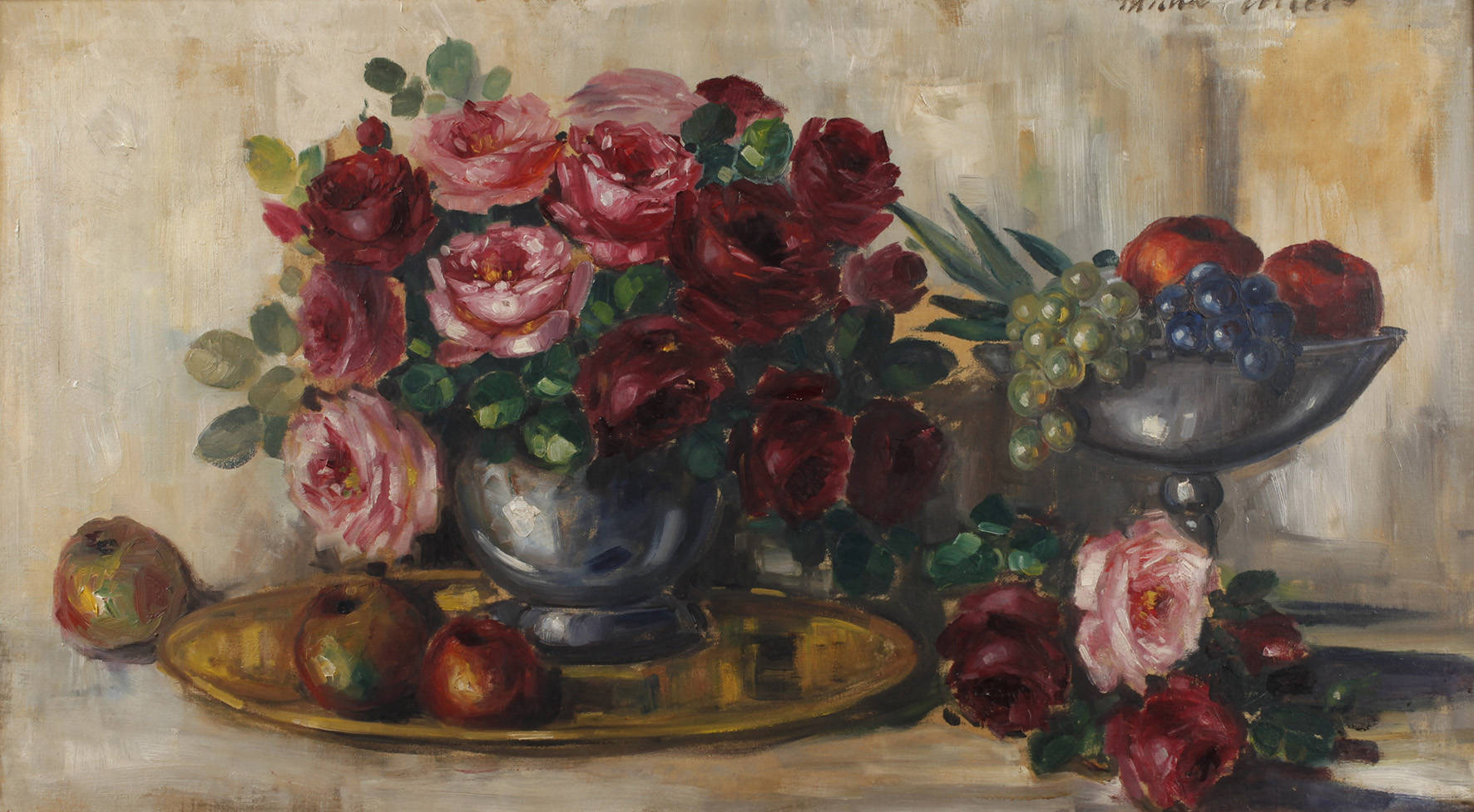 Michel Uhler, Tafelstillleben mit Rosen