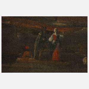 Gesellschaft vor antikem Tempel, Barock