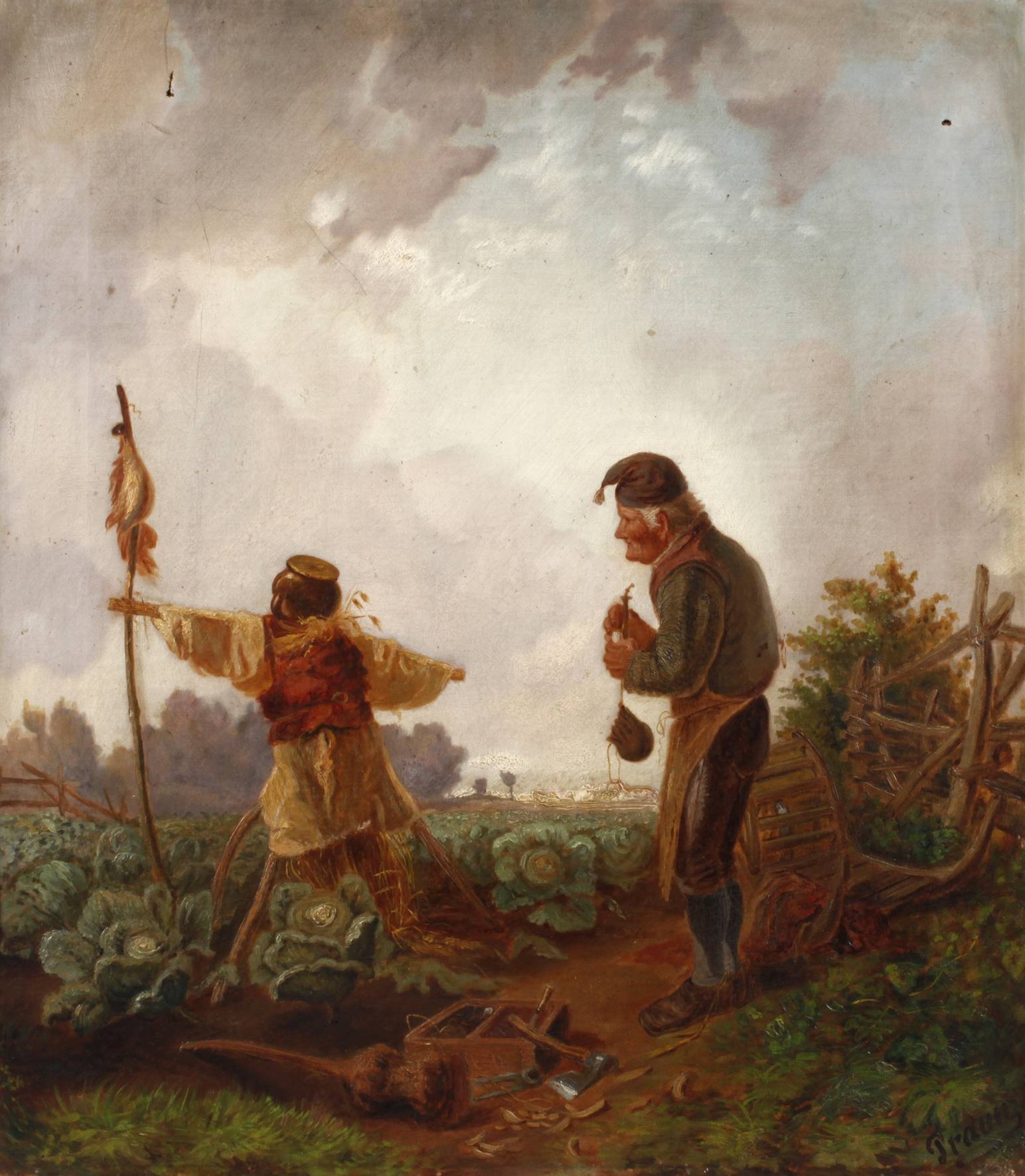 Praun, Die Vogelscheuche im Kohlfeld