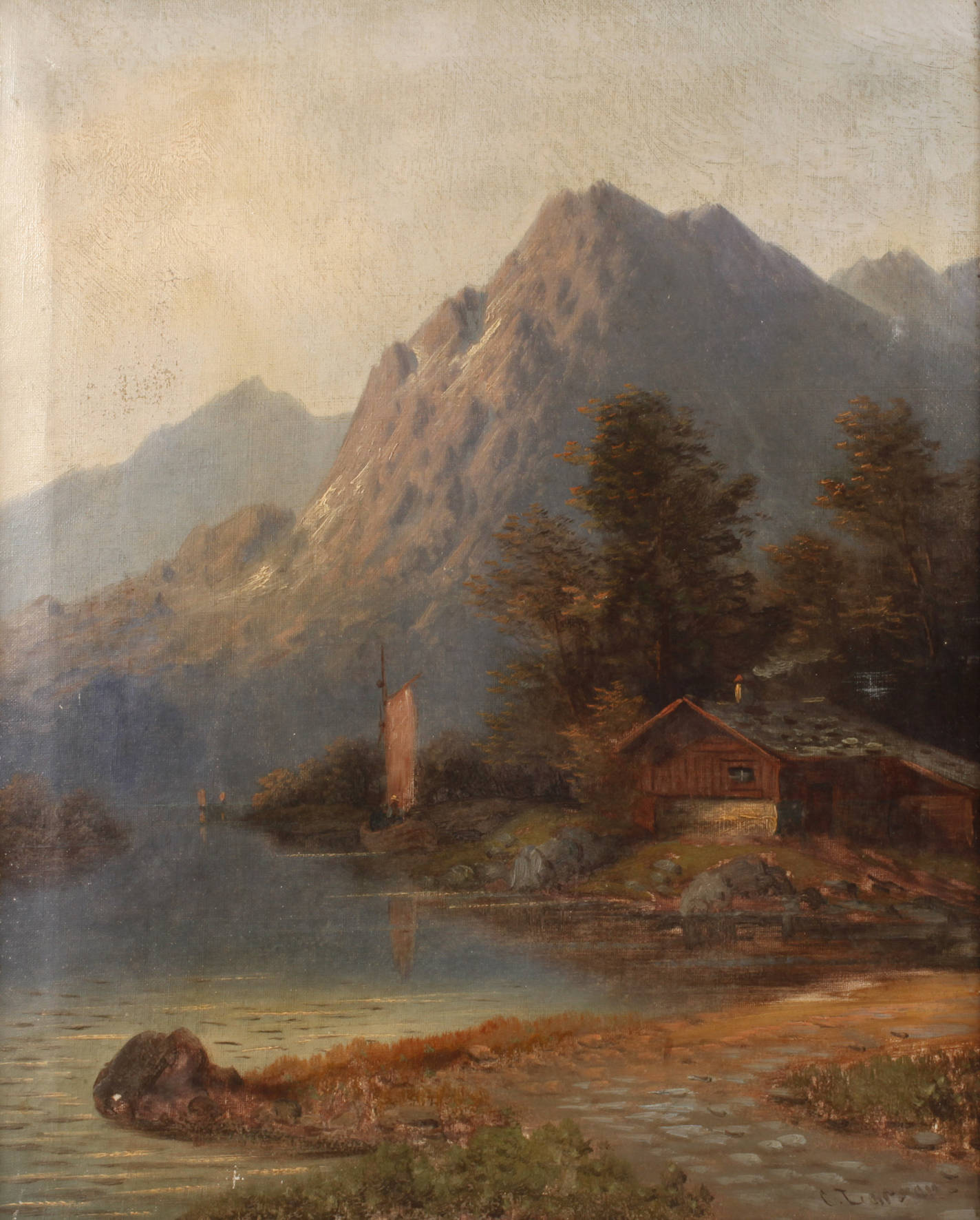 Alpines Bauernhaus am Gebirgssee