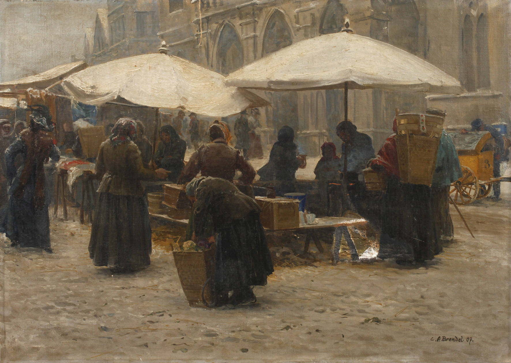 Prof. Carl Alexander Brendel, Winterliche Marktszene