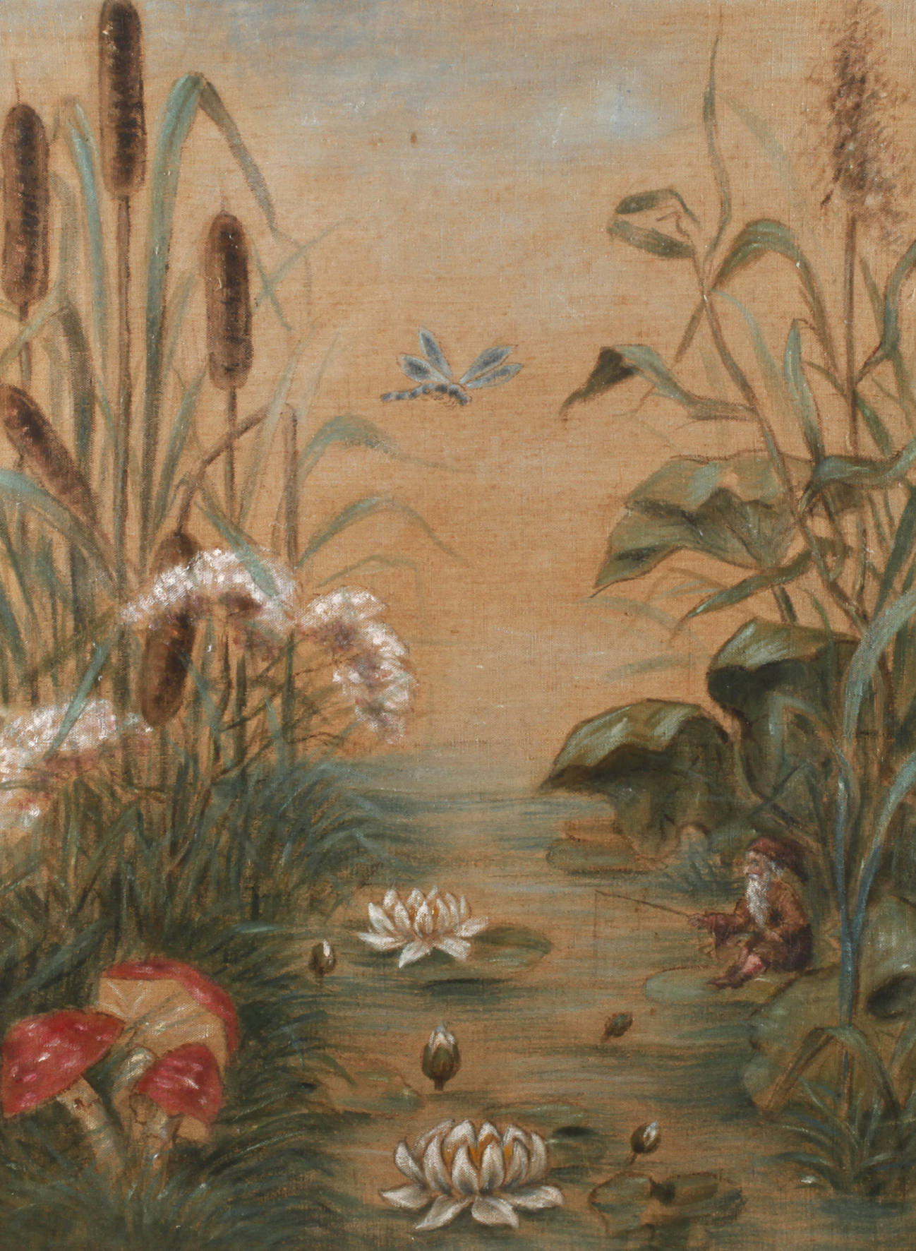 Angelnder Zwerg am Seerosenteich