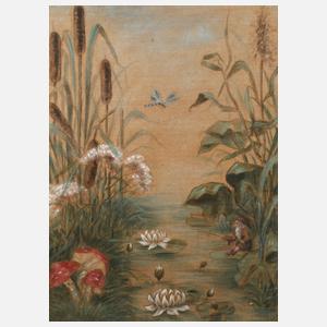 Angelnder Zwerg am Seerosenteich