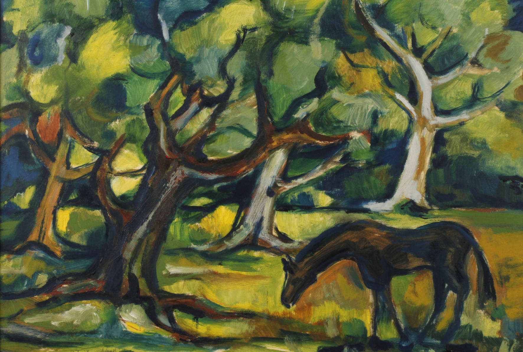 Irene Fischer-Nagel, Pferd unter Laubbäumen