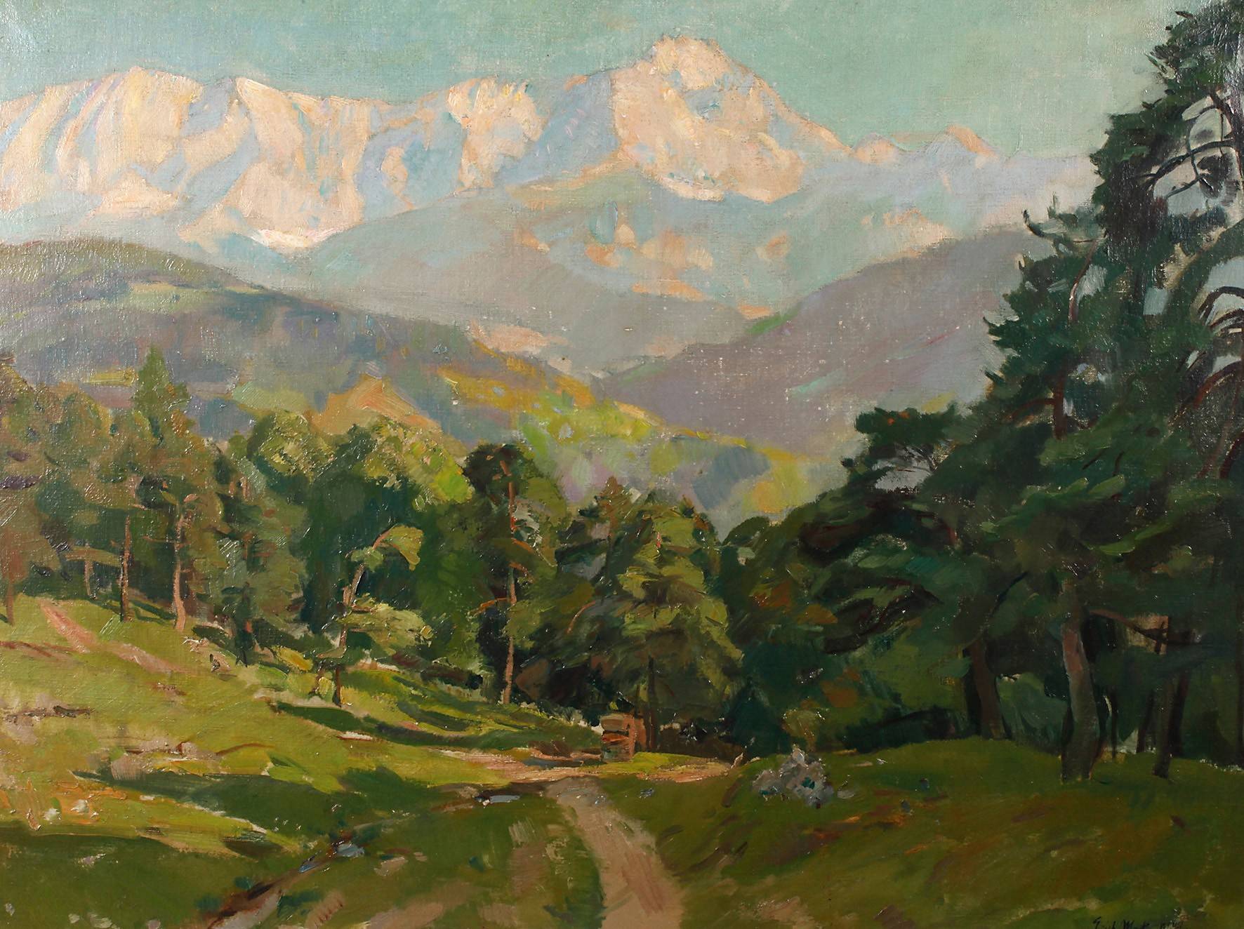 Erich Martin Müller, ”Landschaft mit Dreitorspitze”