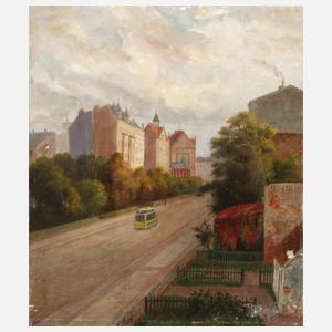 Sommerliche Stadtansicht Spandau mit Straßenbahn