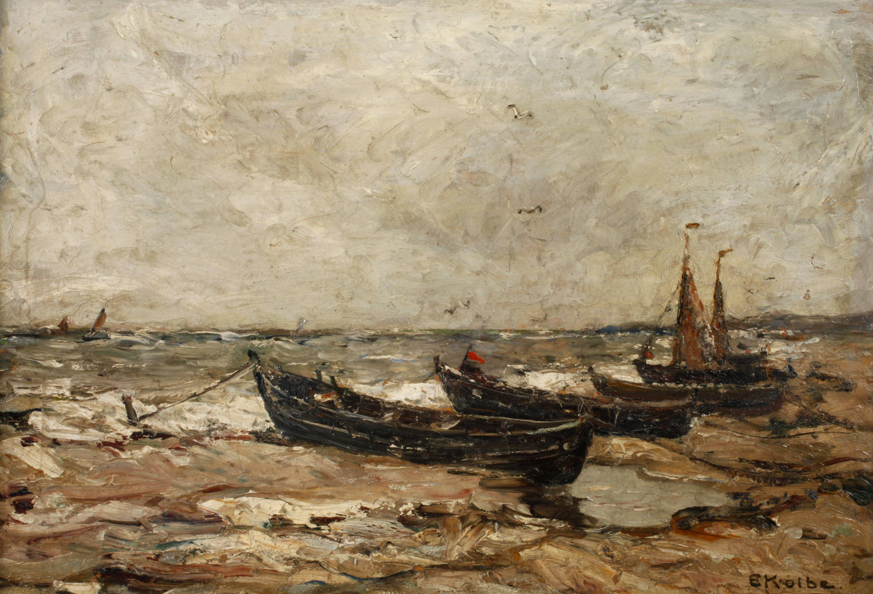 Ernst Kolbe, ”Fischerboote an der Ostsee”
