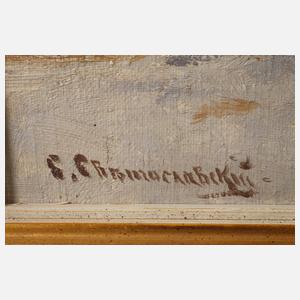 Sergei Ivanovitch Svetoslavsky, Pferdeschlitten in Winterlandschaft