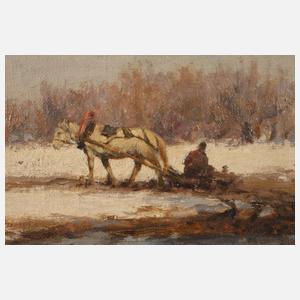 Sergei Ivanovitch Svetoslavsky, Pferdeschlitten in Winterlandschaft