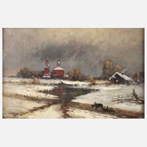 Anatoly Iwanowitsch Kojewnikow, Dorf in russischer Winterlandschaft