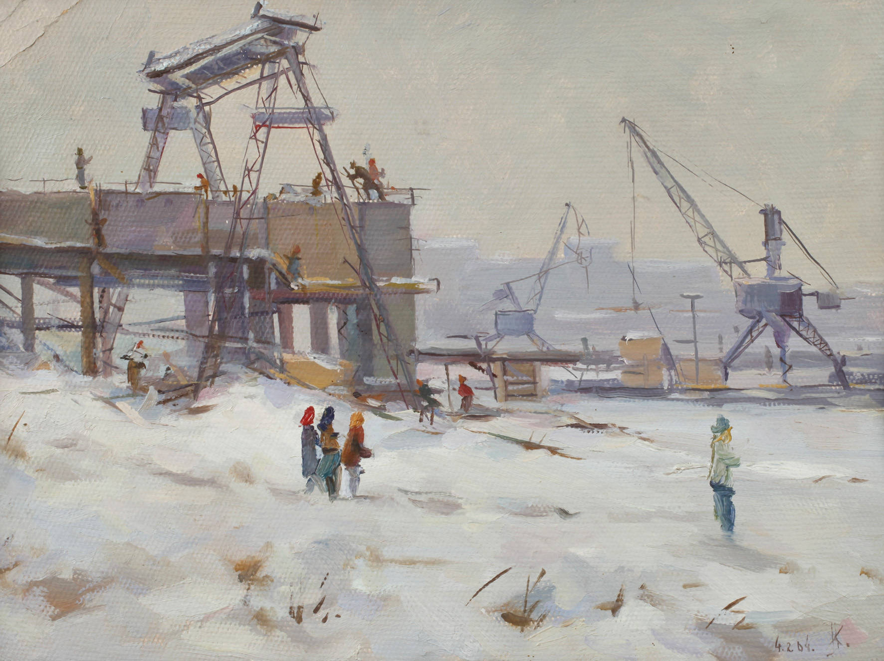 Anatoly Iwanowitsch Kojewnikow, Winterliche Baustelle
