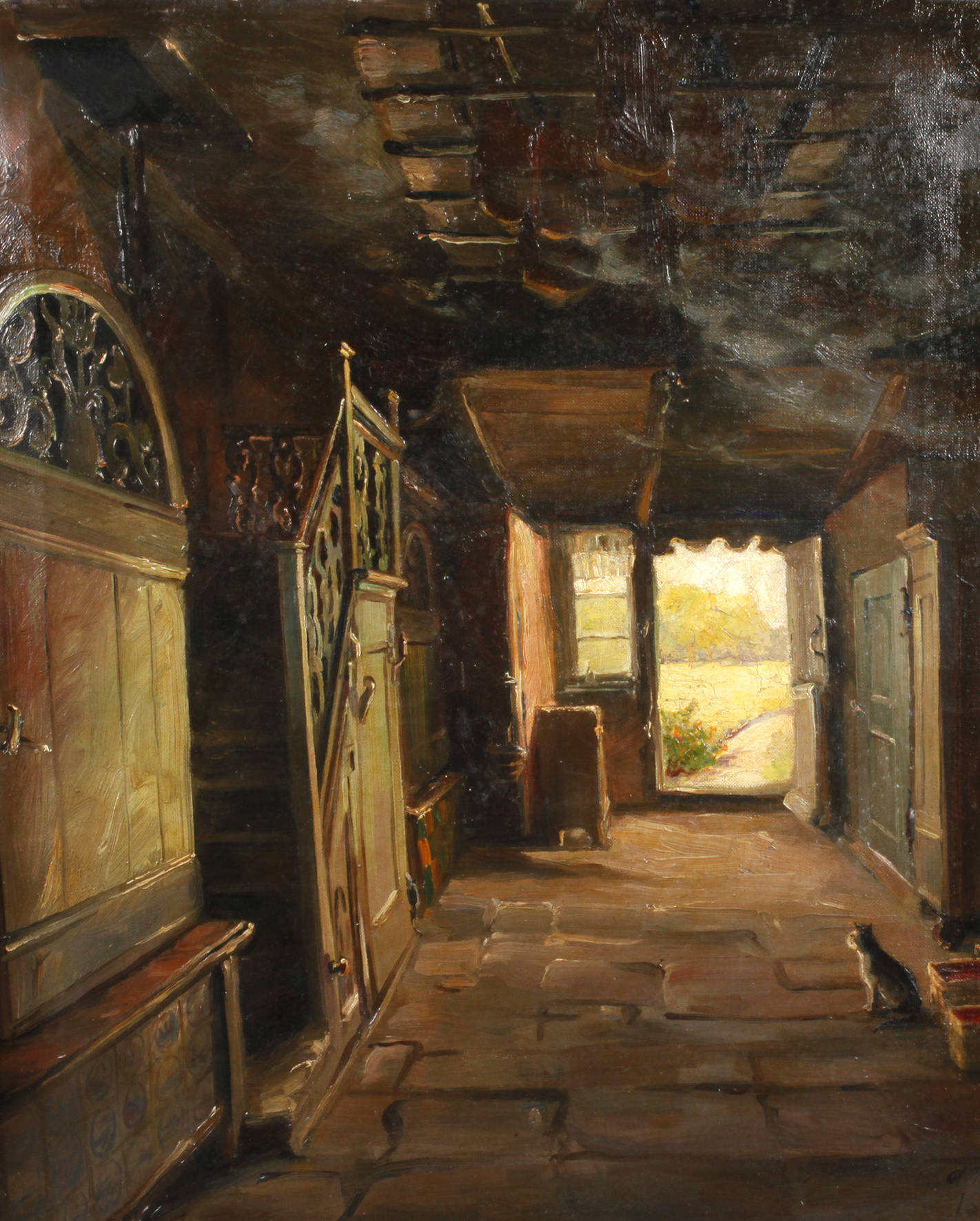 Bauerndiele mit Katze