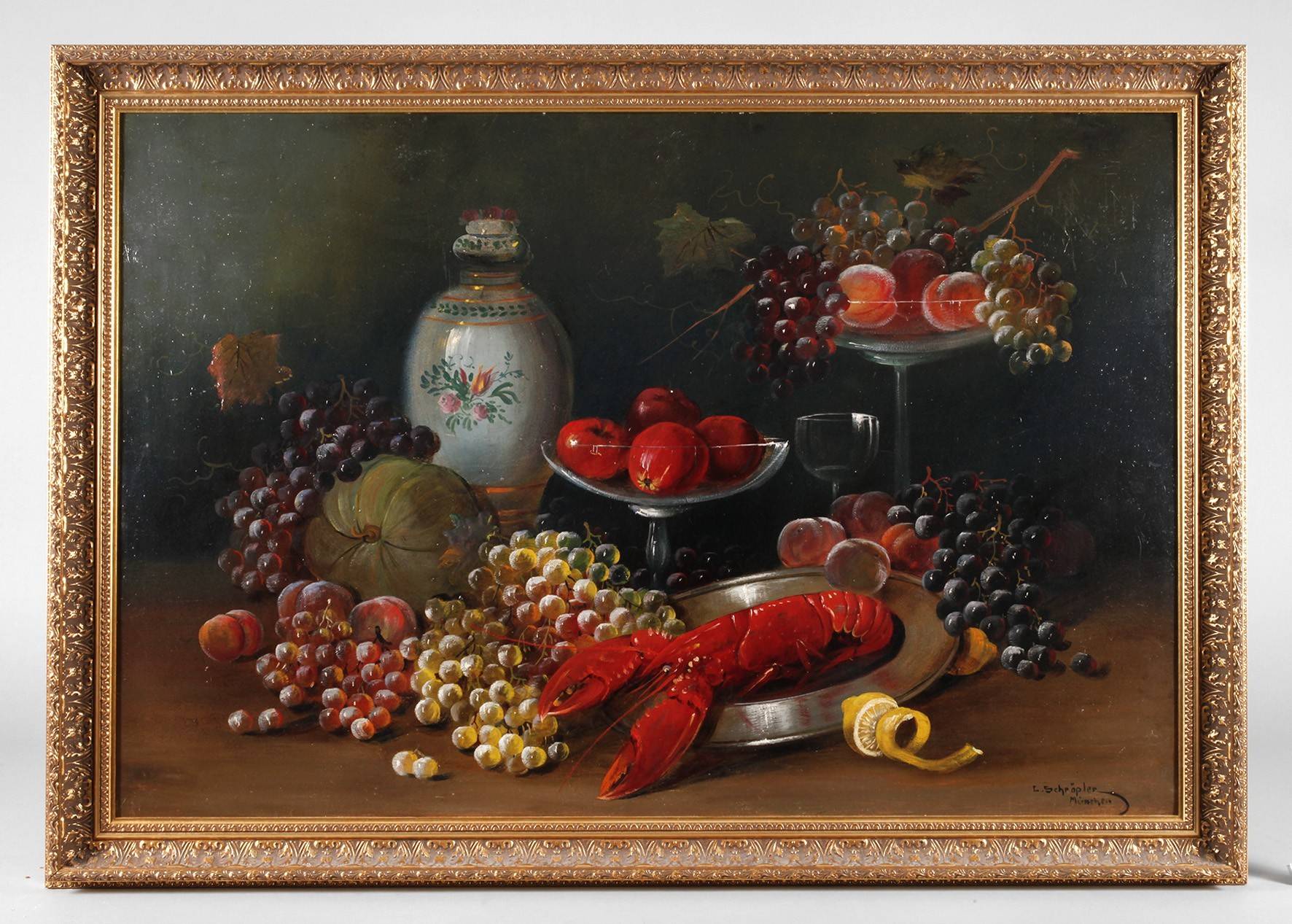 Luise Schröpler, Tafelstillleben mit Hummer
