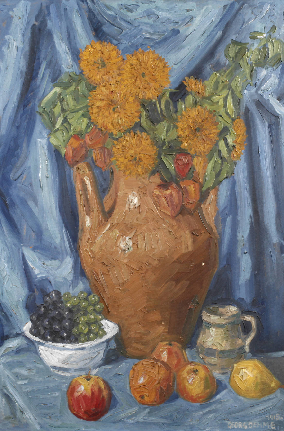 Prof. Georg Oehme, Stillleben mit Blumen und Früchten