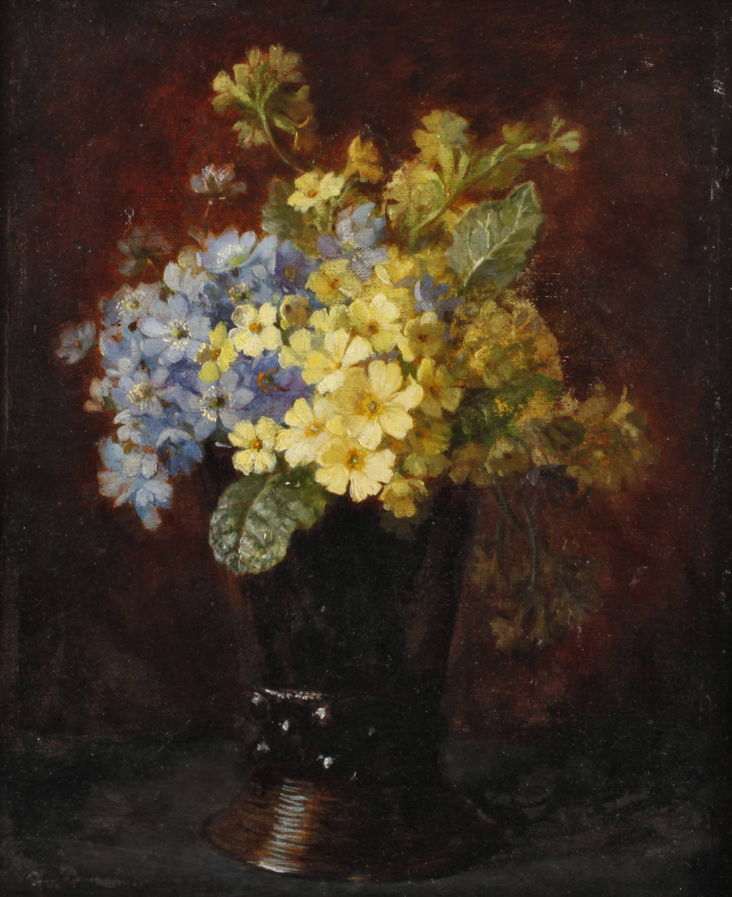 Stillleben mit Himmelschlüssel und Leberblümchen