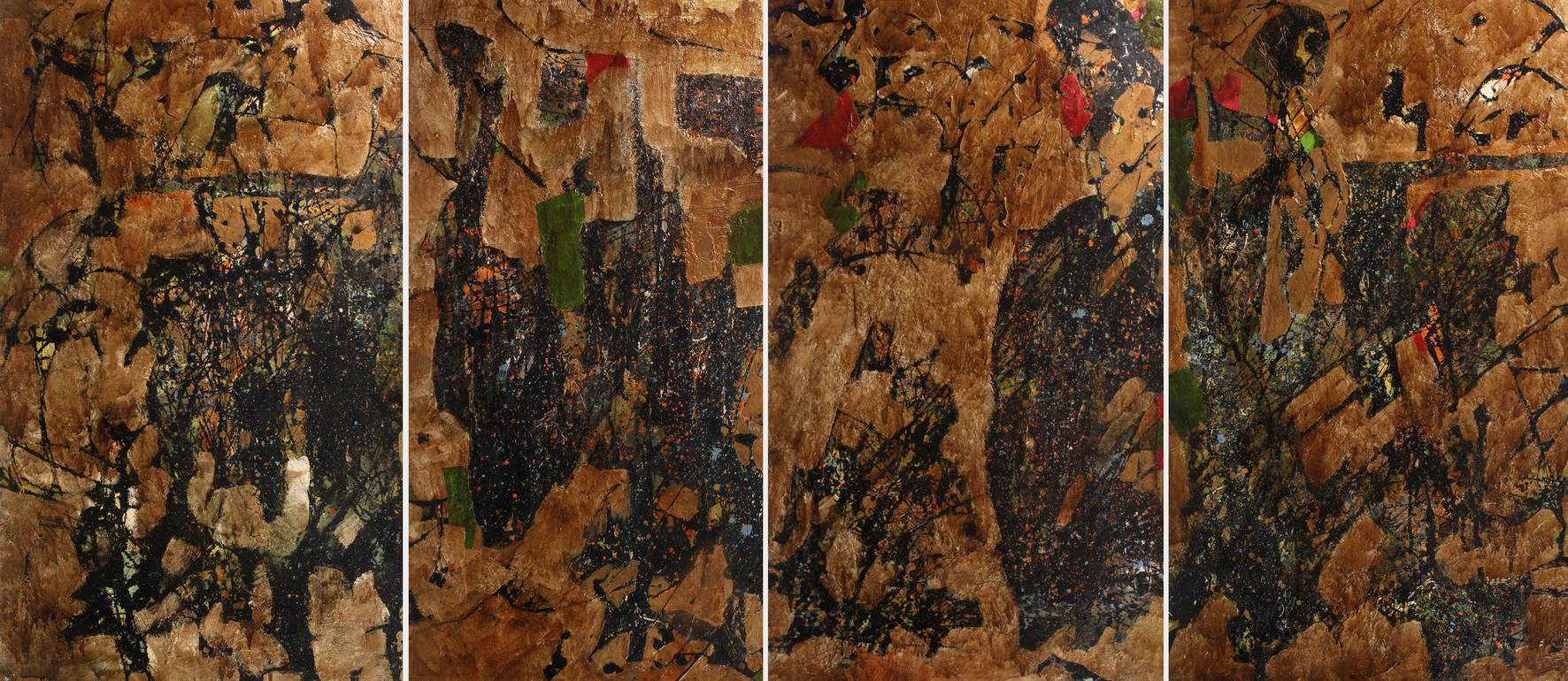 Dieter Weise, attr., Vier informelle Kompositionen ”Beizen”