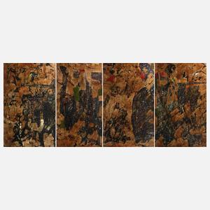 Dieter Weise, attr., Vier informelle Kompositionen ”Beizen”