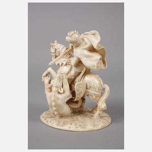 Frühe Elfenbeinschnitzerei Siegfried der Drachentöter