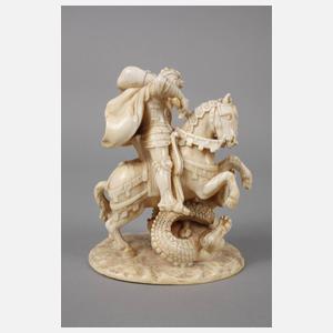 Frühe Elfenbeinschnitzerei Siegfried der Drachentöter