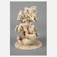 Frühe Elfenbeinschnitzerei Siegfried der Drachentöter111