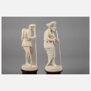 Paar Elfenbeinschnitzereien