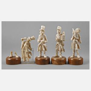 Vier Elfenbeinschnitzereien