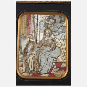 Paar Spickelbilder mit Stoffapplikationen