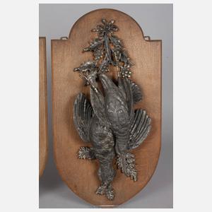 Paar jagdliche Wandappliken