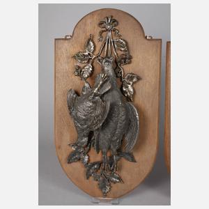 Paar jagdliche Wandappliken