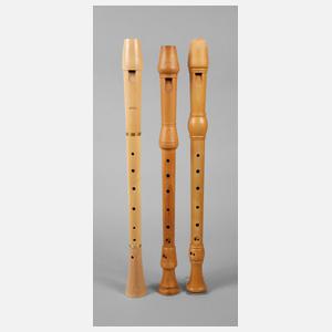 Drei Blockflöten im Etui