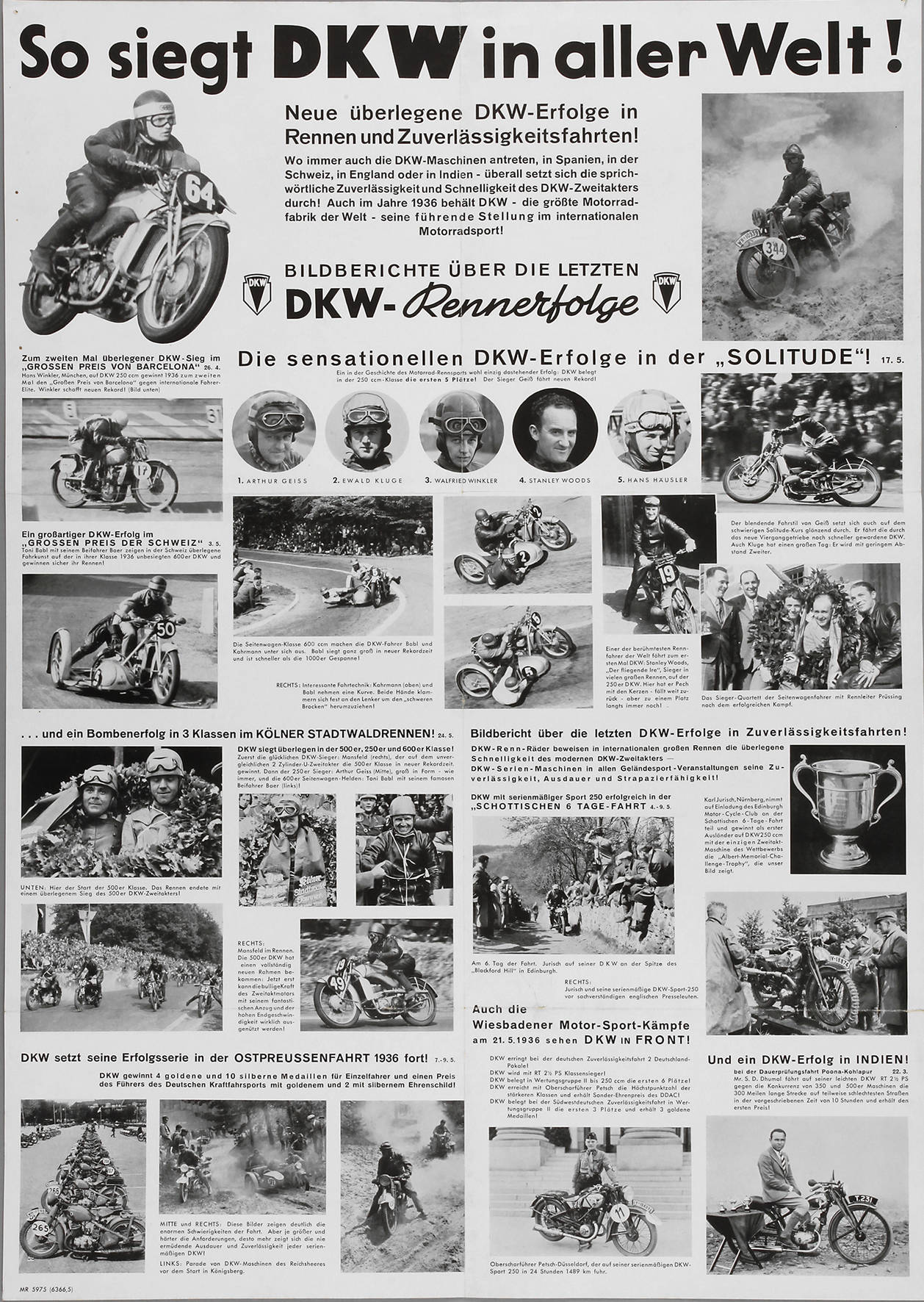 Plakat Auto Union Bildbericht Rennsporterfolge