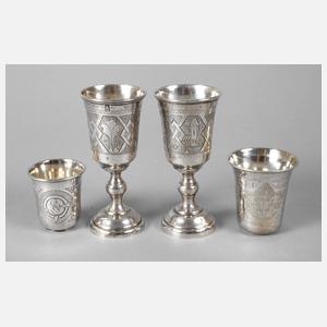 Russland vier Wodkabecher mit Gravur