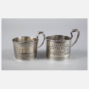 Zwei Teeglashalter Silber