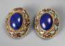 Paar Ohrclips mit Lapislazuli und Email