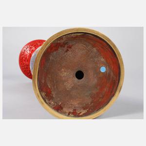 Lackvase mit Cloisonné