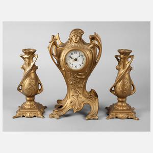 Figurenuhr mit zwei Beistellern