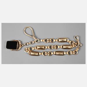 Uhrenkette Gelbgold mit Siegelstein
