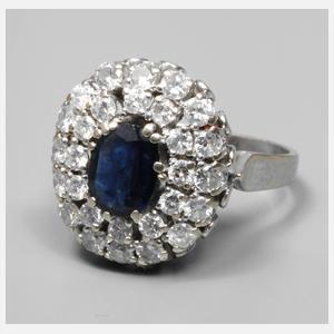 Damenring mit Saphir und Brillanten