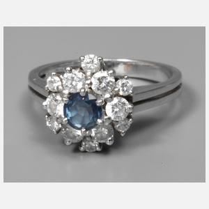 Damenring mit Saphir und Brillanten