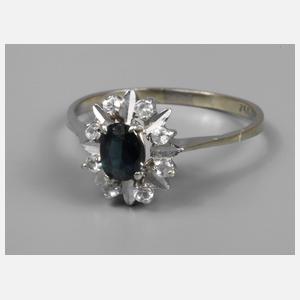 Damenring mit Saphir und Diamanten