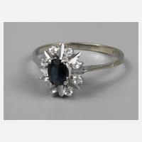 Damenring mit Saphir und Diamanten111