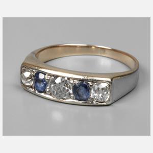 Damenring mit Diamanten und Saphiren