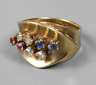 Damenring mit Diamanten, Saphiren und Rubinen