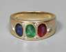 Damenring mit Rubin, Saphir, Smaragd und Brillanten
