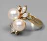 Damenring mit Diamanten und Perlen, 0,54 ct