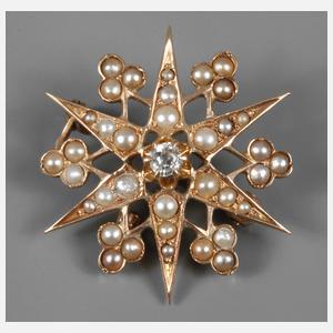 Sternbrosche mit Perlen und Brillant